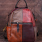 Women Colorblock Hand Painted Outdoor Leather Backpack