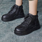 Women Vintage Winter Genuine Leather Low Heel Boots