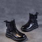 Women Vintage Genuine Leather Spliced Platform Ankle Boots