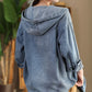 Women Casual Solid Autumn Pocket Denim Hooded Coat