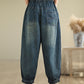 Women Casual Pockets Washed Denim Harem Pants