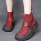 Women Vintage Genuine Leather Spliced Platform Boots