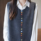 Women Casual Autumn Wool O-Neck Colorful Button Knit Vest