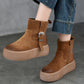 Women Winter Genuine Leather Fleece-lined Platform Boots