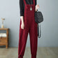 Women Casual Autumn Solid Corduroy Loose Jumpsuits