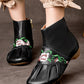 Women Ethnic Leather Embroidery Low Heel Boots