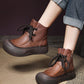 Women Casual Winter Solid Leather Strap Platform Boots