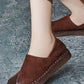 Women Vintage Leather Spliced Flat Shoes