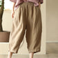 Women Summer Retro Solid Linen Loose Harem Pants