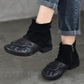 Women Vintage Suded Leather Spliced Low Heel Boots