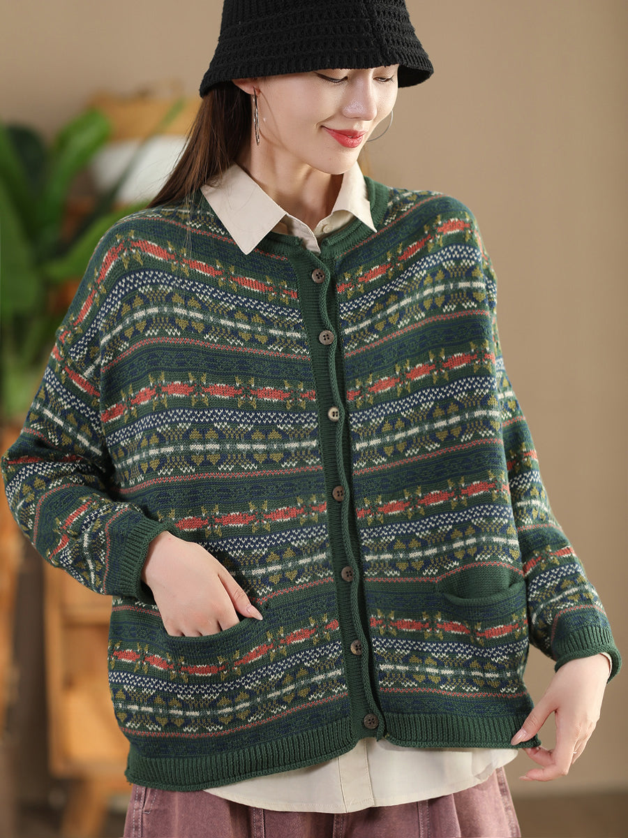 Women Autumn Cotton Knit Cardigan Sweater