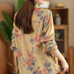 Women Autumn Vintage Flower Button-up Shirt