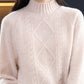 Women Winter Rhomboids Wool Half-Turtleneck Sweater