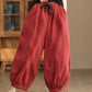 Women Autumn Casual Solid Spliced Cotton Harem Pants