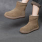 Women Winter Genuine Leather Fleece-lined Flat Boots