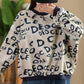 Women Winter Letter Print O-Neck Colorblock Sweatshirt