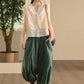 Women Summer Ethnic Embroidery Button-up Spliced Ramie Vest