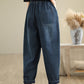 Women Autumn Artsy Embroidery Denim Harem Pants