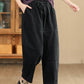 Women Autumn Vintage Solid Spliced Pocket Harem Pants