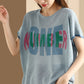 Women Summer Letter Printing Knitted Loose Shirt