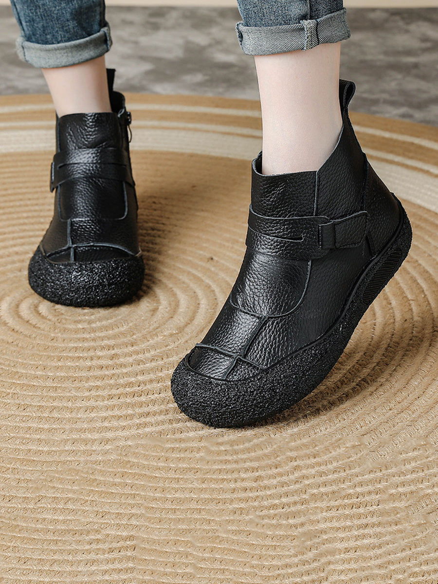 Women Winter Casual Leather Spliced Flat Boots