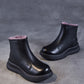 Women Vintage Genuine Leather Fleece-lined Platfrom Boots