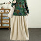 Women Vintage Autumn Solid Spliced Cotton Skirt