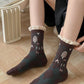 5 Pairs Women Autumn Artsy Flower JAcquard Cotton Socks