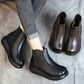 Women Vintage Genuine Leather Spliced Flat Boots