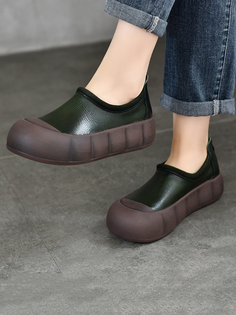 Women Autumn Casual Genuine Leather Soft Platform Shoes