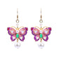 Women Vintage Enamel Butterfly Pearl Sliver Earrings