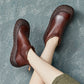 Women Autumn Casual Pure Color Leather Zipper Flat Boots