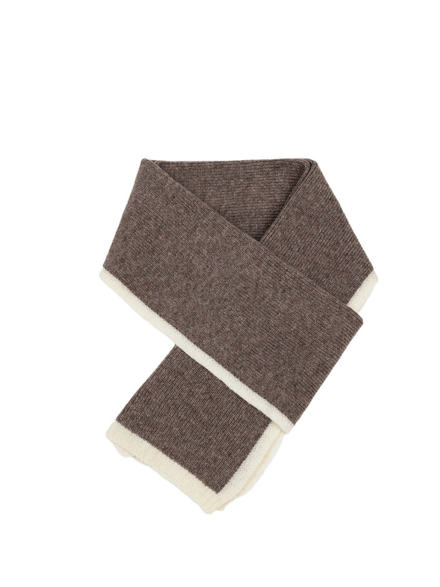 Women Winter Colorblock Wool Knit Scarf