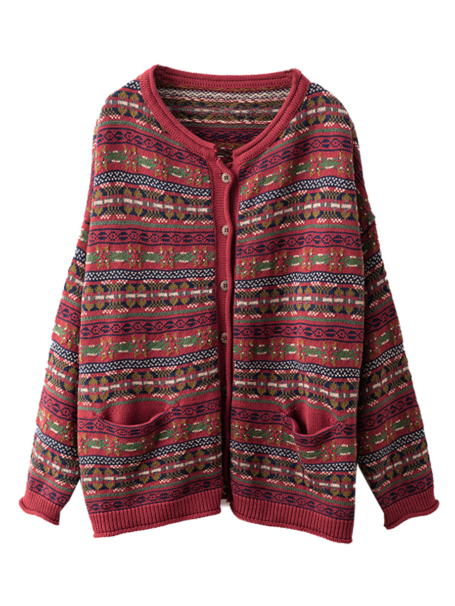 Women Autumn Cotton Knit Cardigan Sweater