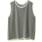 Women Summer Casual Stripe Linen O-Neck Vest