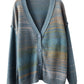 Women Autumn Artsy Colorful Knit V-Neck Cardigan Sweater