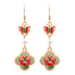 Women Vintage Enamel Flower Butterfly Pearl Earrings