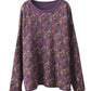 Women Artsy Autumn Floral Hemming Cotton Blouse