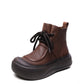 Women Casual Winter Solid Leather Strap Platform Boots