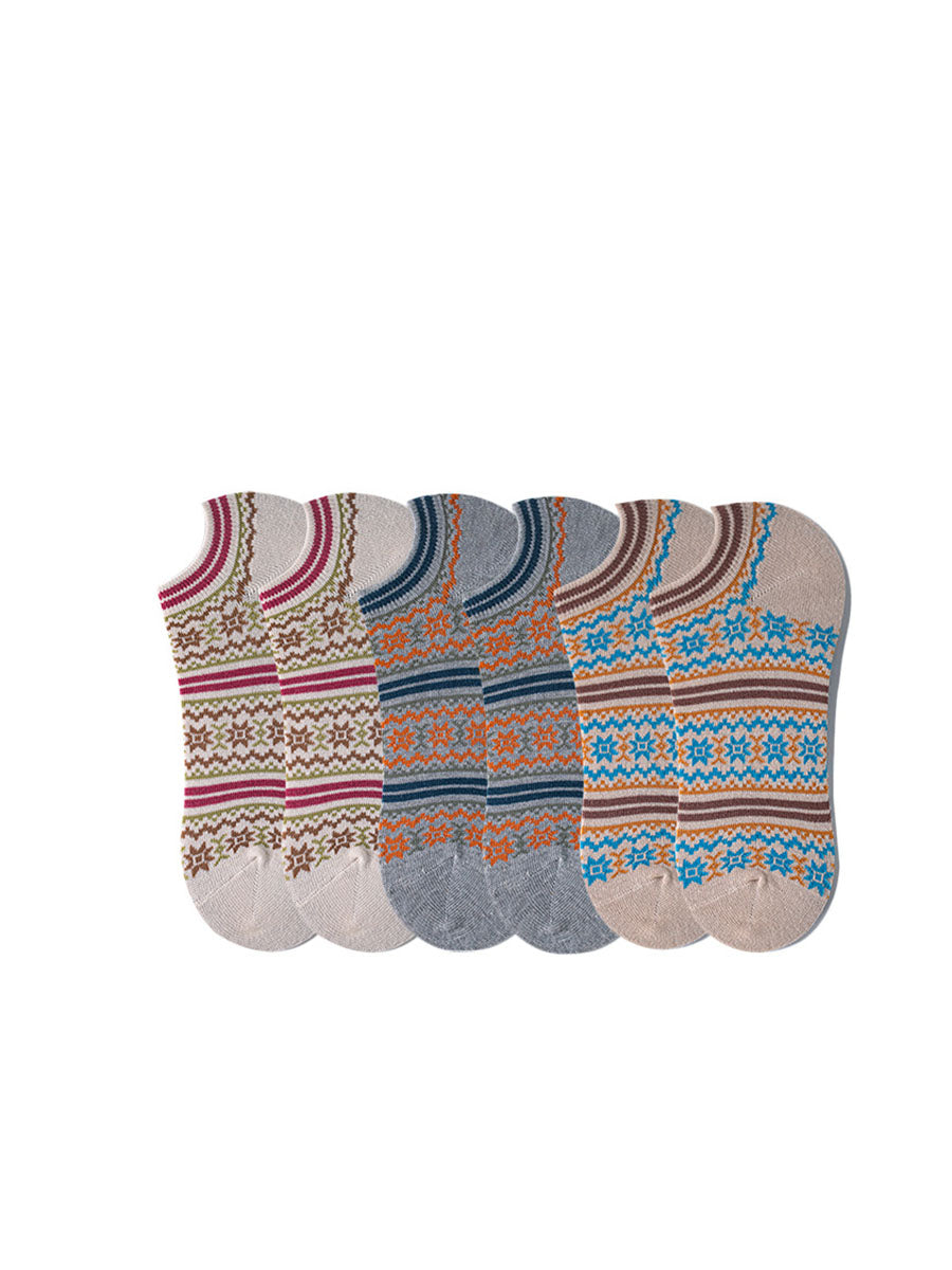 3 Pairs Women Summer Ethnic Short Socks