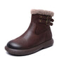 Women Winter Vintage Genuine Leather Fleece-lined Boots