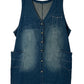 Women Casual Summer Spliced V-Neck Button-up Denim Vest Coat