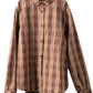 Women Autumn Vintage Plaid Button-up Linen Blouse