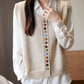 Women Casual Autumn Wool O-Neck Colorful Button Knit Vest