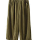 Women Summer Vintage Solid Linen Wide-leg Pants