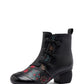 Women Ethnic Flower Leather Spliced Low Heel Boots