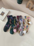 5 Pairs Women Winter Flower Animals Jacquard Socks