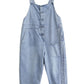 Women Summer Casual Solid Denim Shirred Jumpsuits