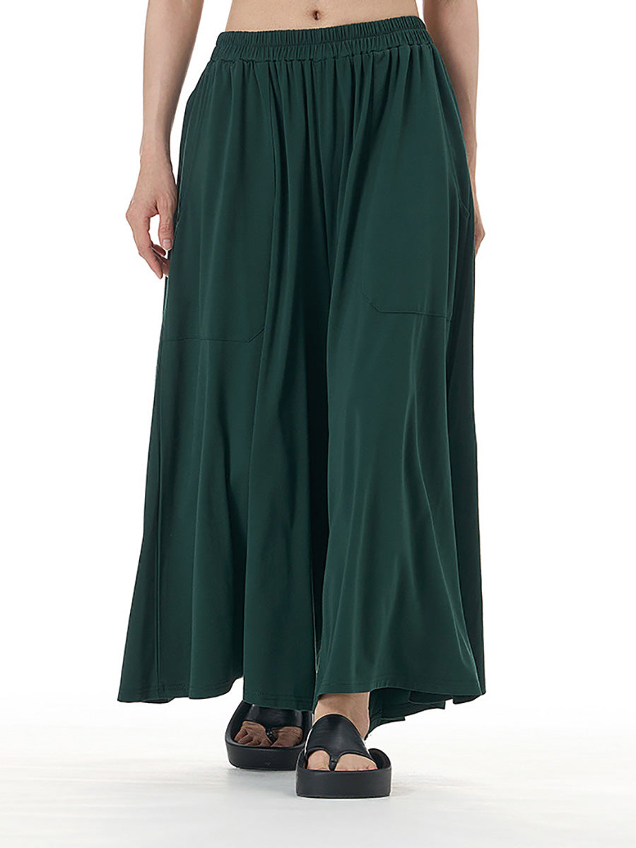 Women Summer Casual Solid Wide-leg Loose Pants