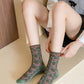 5 Pairs Women Artsy Floral Jacquard Cotton Socks